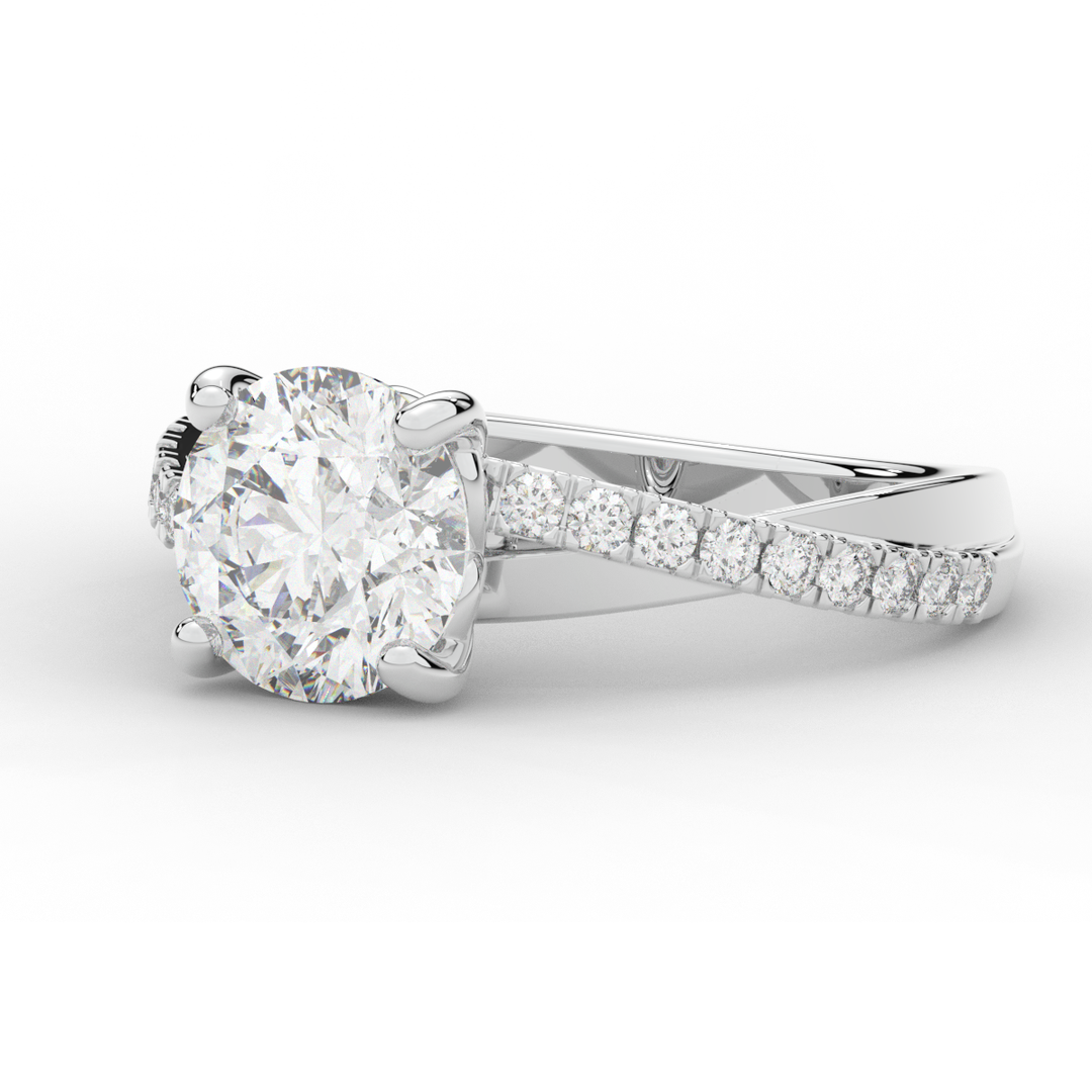 2.20CT.TW ROUND LAB DIAMOND TWISTBAND ENGAGEMENT RING - Nazarelle