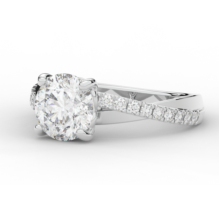 2.20CT.TW ROUND LAB DIAMOND TWISTBAND ENGAGEMENT RING - Nazarelle