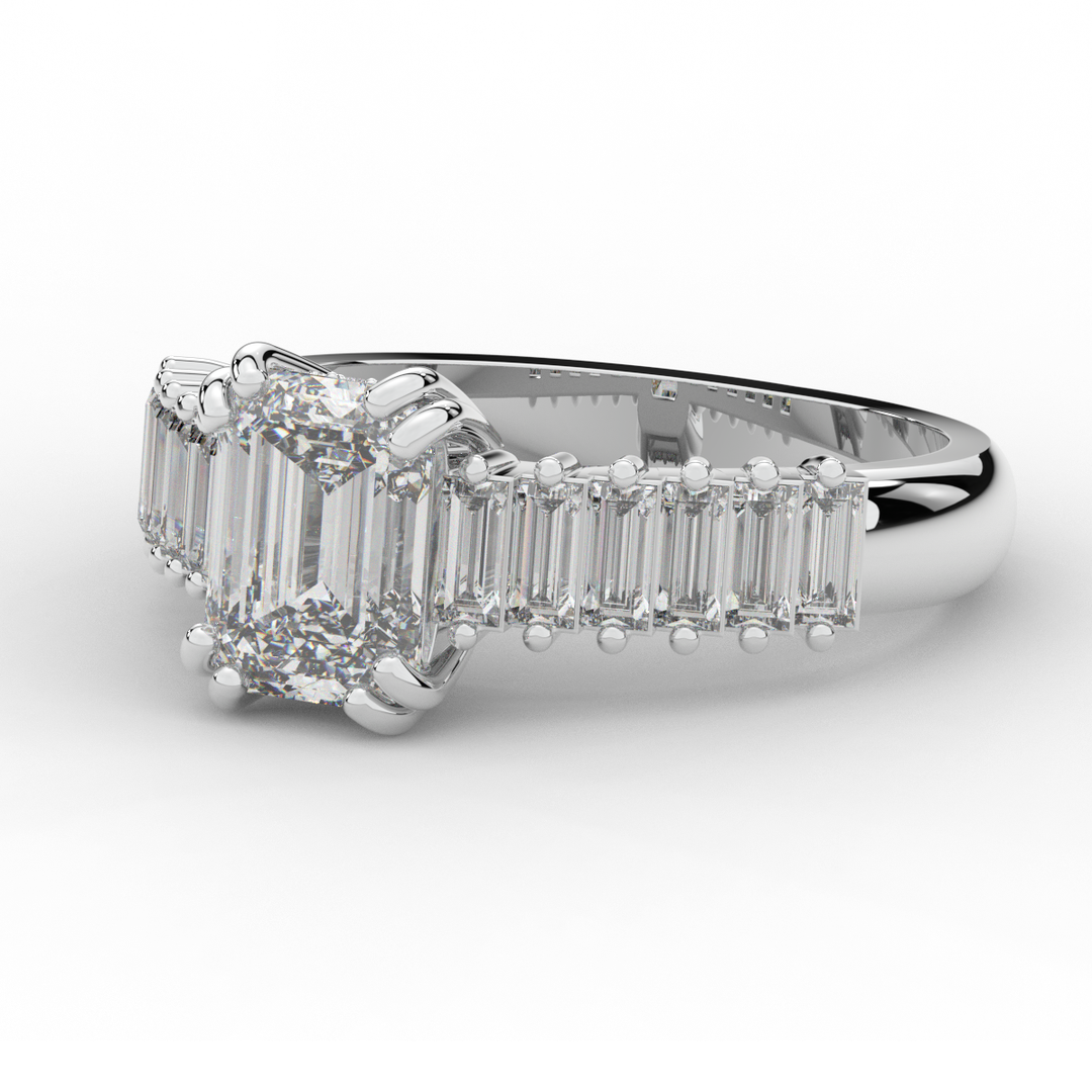 2.60CT.TW EMERALD CUT LAB DIAMOND ENGAGEMENT RING - Nazarelle