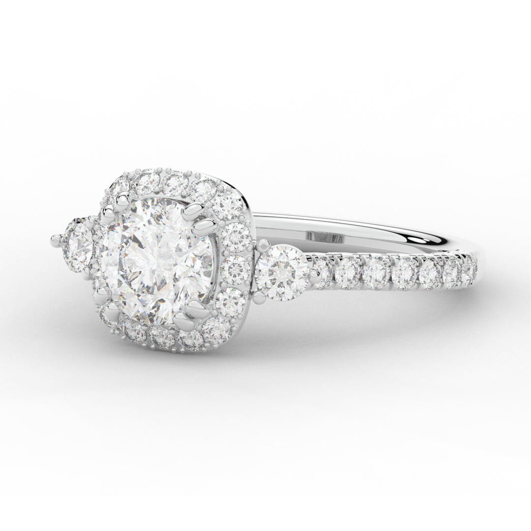 1.75CT.TW ROUND LAB DIAMOND HALO ENGAGEMENT RING - Nazarelle