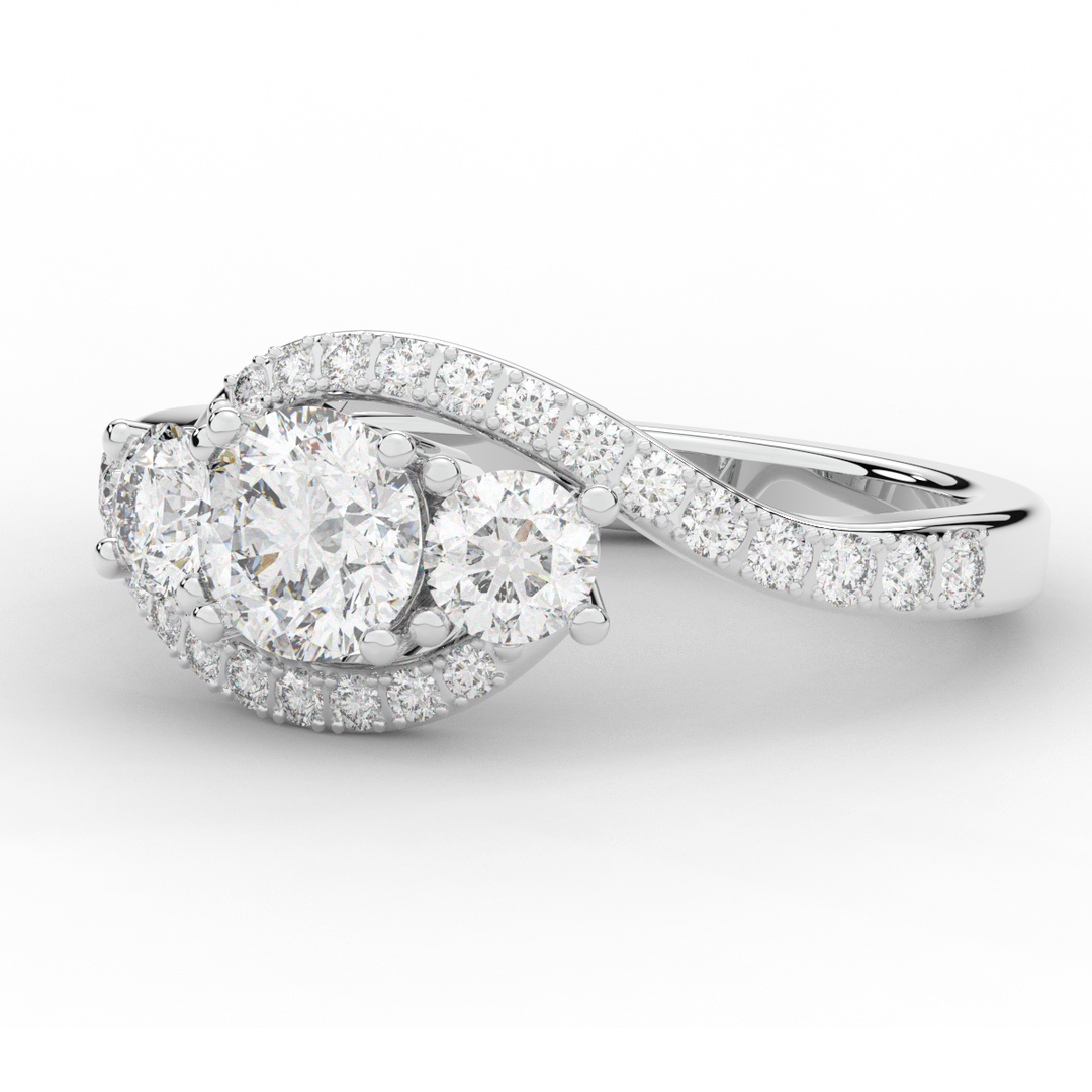 1.65CT.TW ROUND LAB DIAMOND TWIST HALO ENGAGEMENT RING - Nazarelle