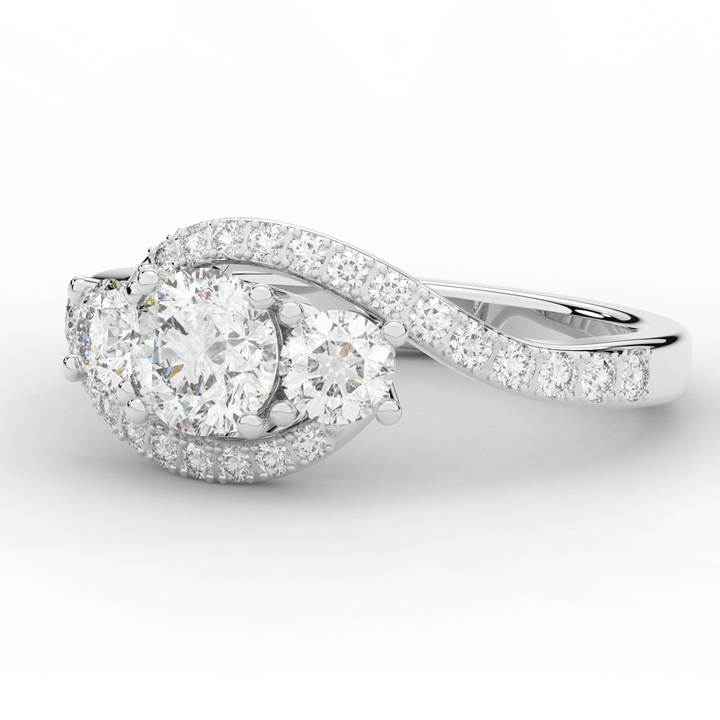 1.65CT.TW ROUND LAB DIAMOND TWIST HALO ENGAGEMENT RING - Nazarelle