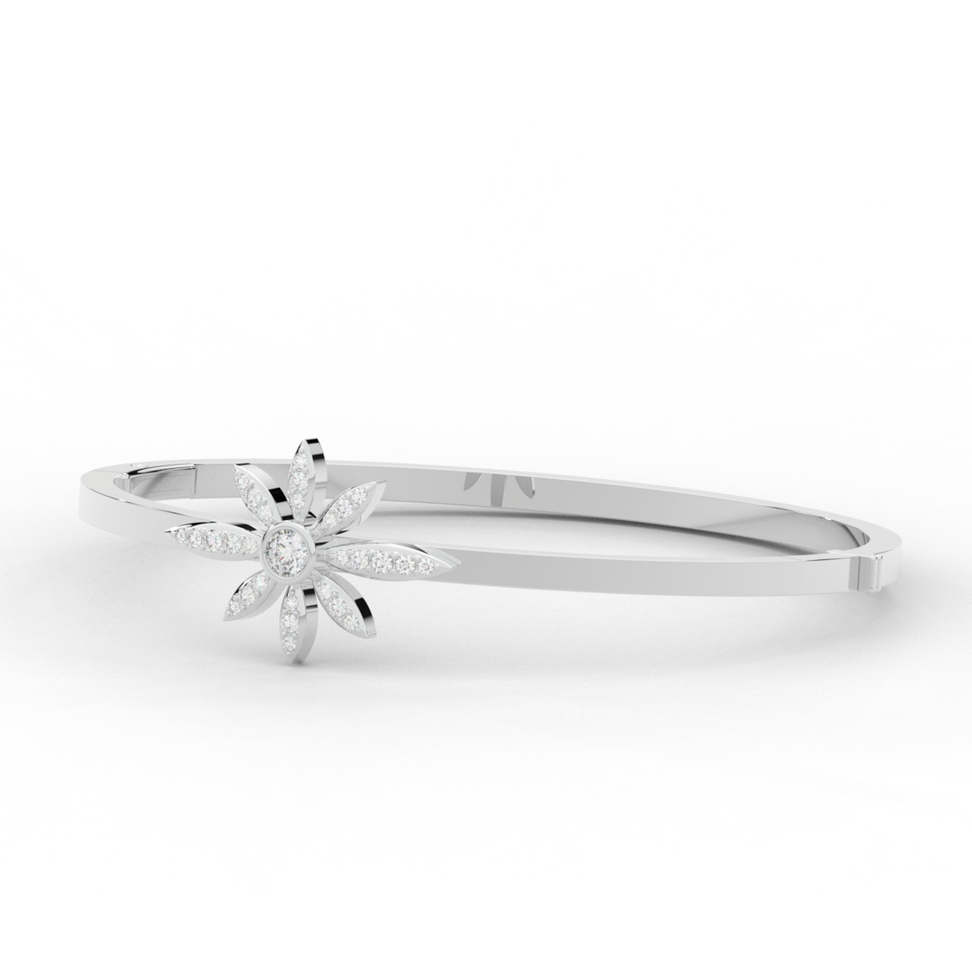 0.40CT.TW ROUND LAB BEZEL AND PRONG SET FLOWER DIAMOND BANGLE - Nazarelle