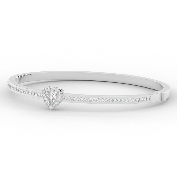 1.65CT.TW HEART AND ROUND LAB DIAMOND  BANGLE - Nazarelle