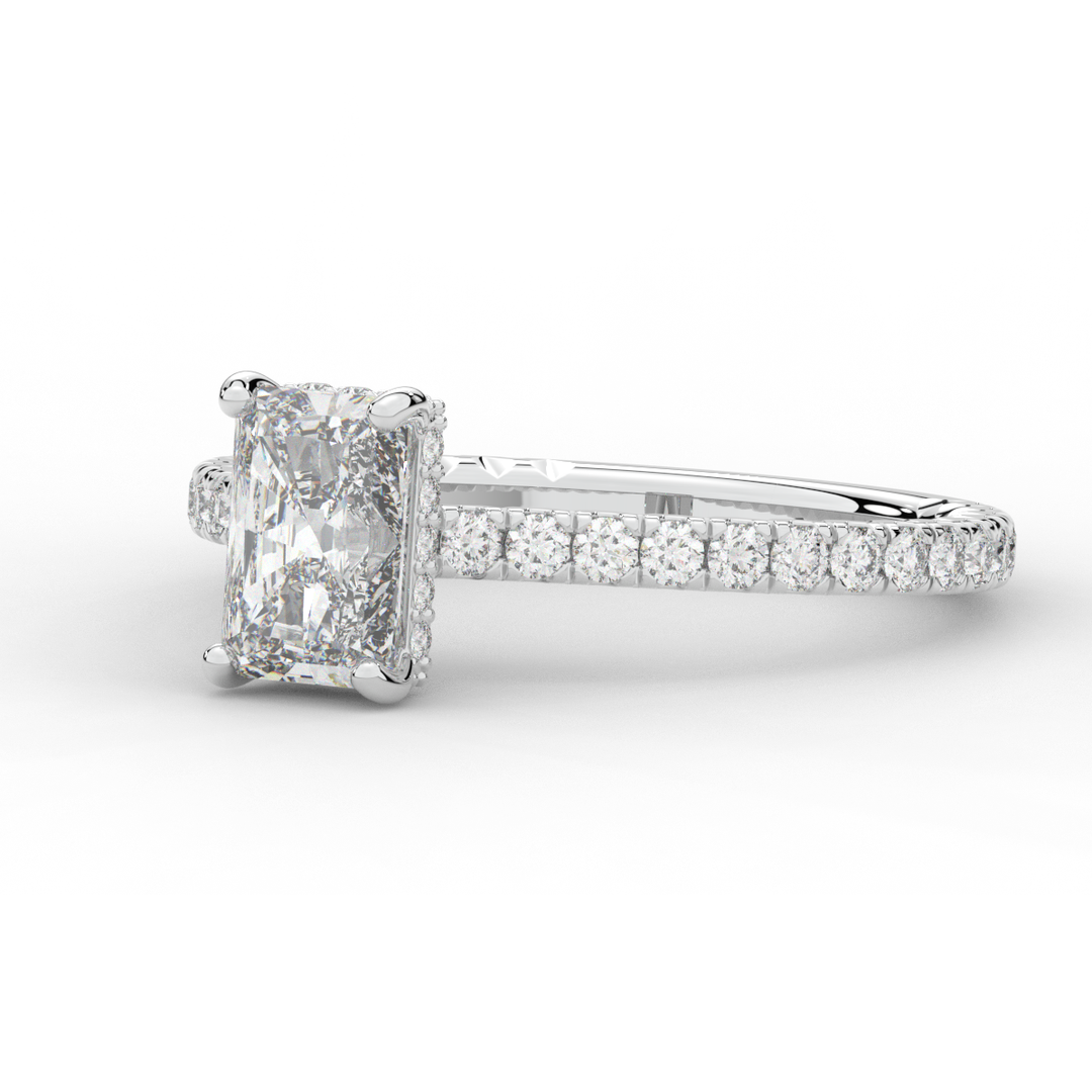 2.10CT.TW RADIANT LAB DIAMOND UNDERHALO SOLITAIRE ENGAGEMENT RING - Nazarelle