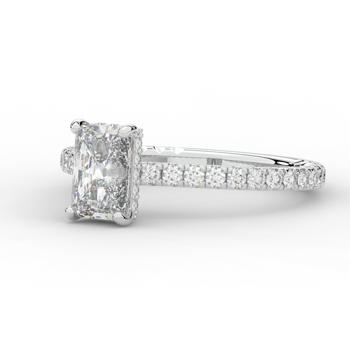 2.10CT.TW RADIANT LAB DIAMOND UNDERHALO SOLITAIRE ENGAGEMENT RING - Nazarelle