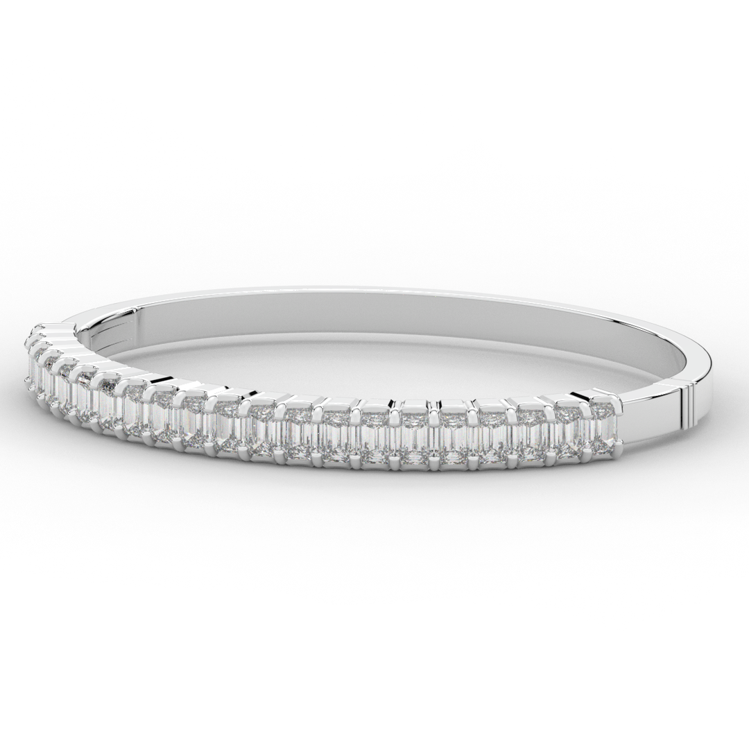 6.50CT.TW EMERALD CUT LAB DIAMOND BANGLE - Nazarelle