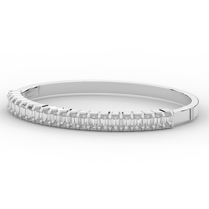 6.50CT.TW EMERALD CUT LAB DIAMOND BANGLE - Nazarelle