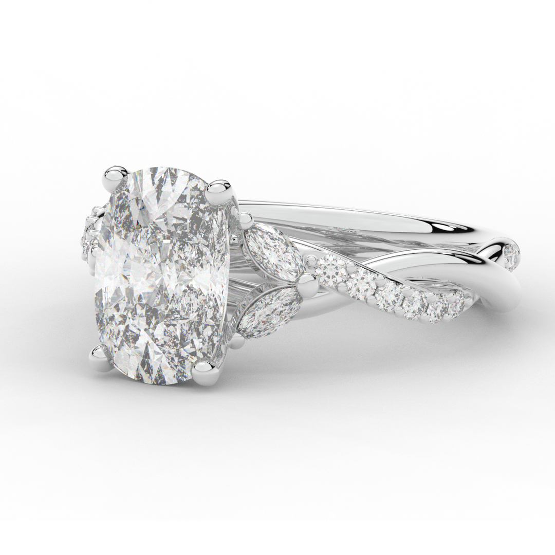 2.40CT.TW CUSHION LAB DIAMOND TWIST BAND ENGAGEMENT RING - Nazarelle