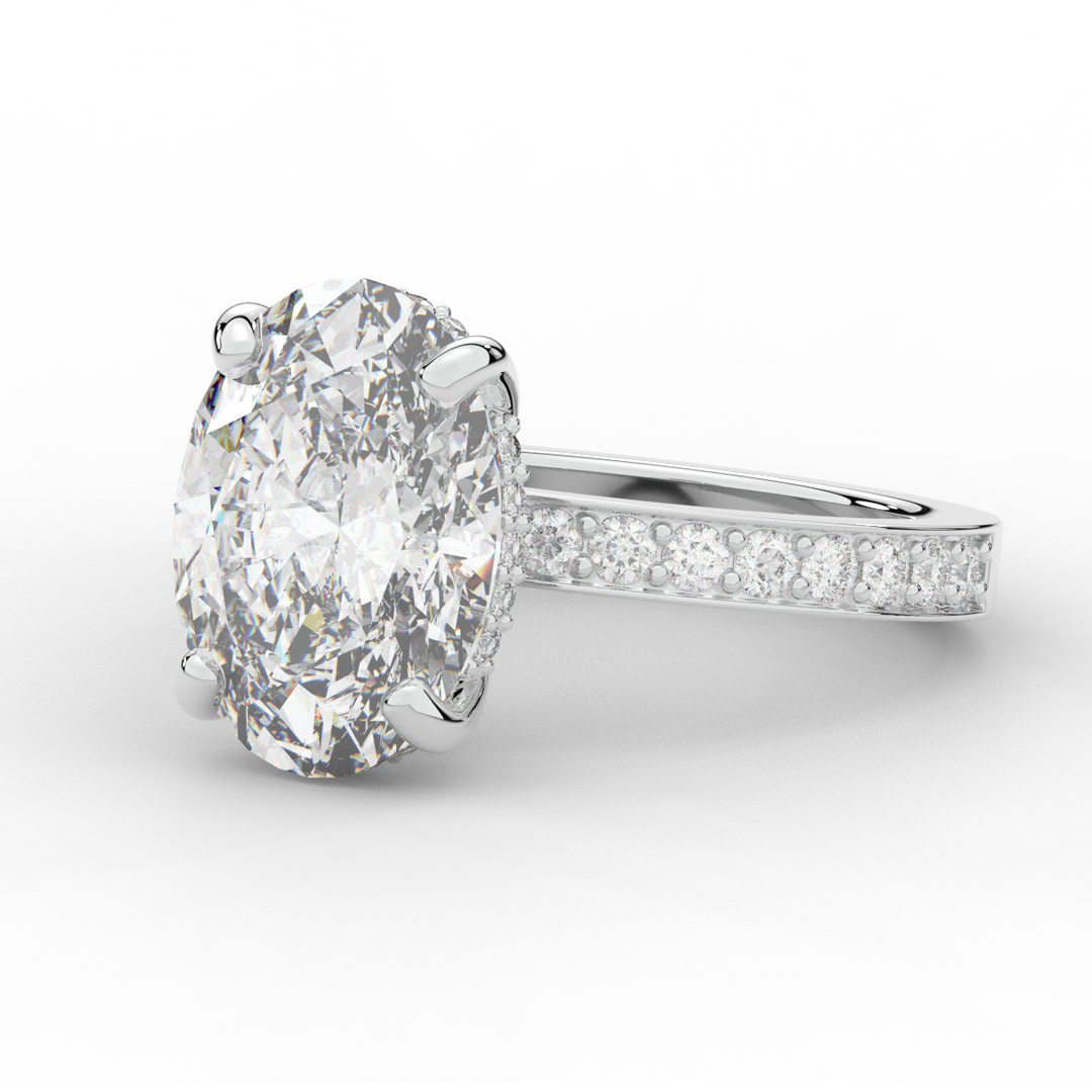 4.30CT.TW OVAL LAB DIAMOND BAND ENGAGEMENT RING - Nazarelle