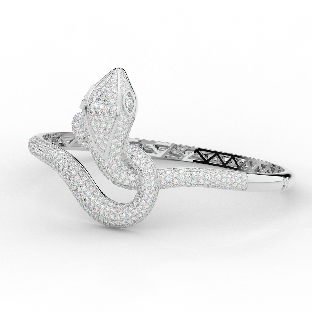 4.90CT.TW ROUND AND PEAR LAB DIAMOND SNAKE BANGLE - Nazarelle