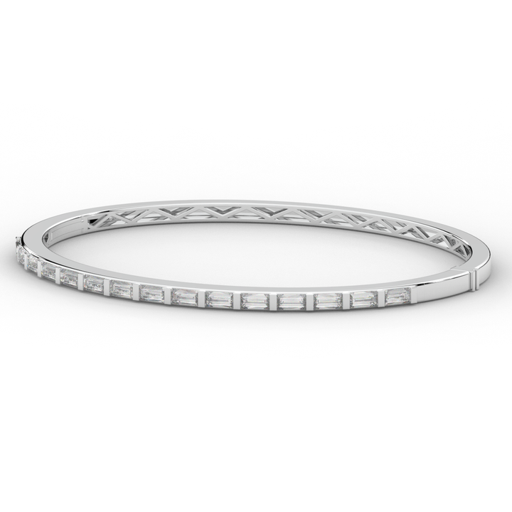 1.50CT.TW BAGUETTE LAB DIAMOND SHARED PRONG BANGLE - Nazarelle