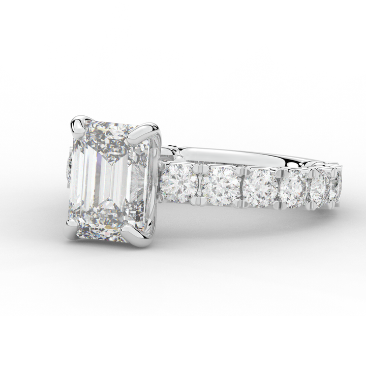 4.35CT.TW EMERALD CUT LAB DIAMOND ENGAGEMENT RING - Nazarelle