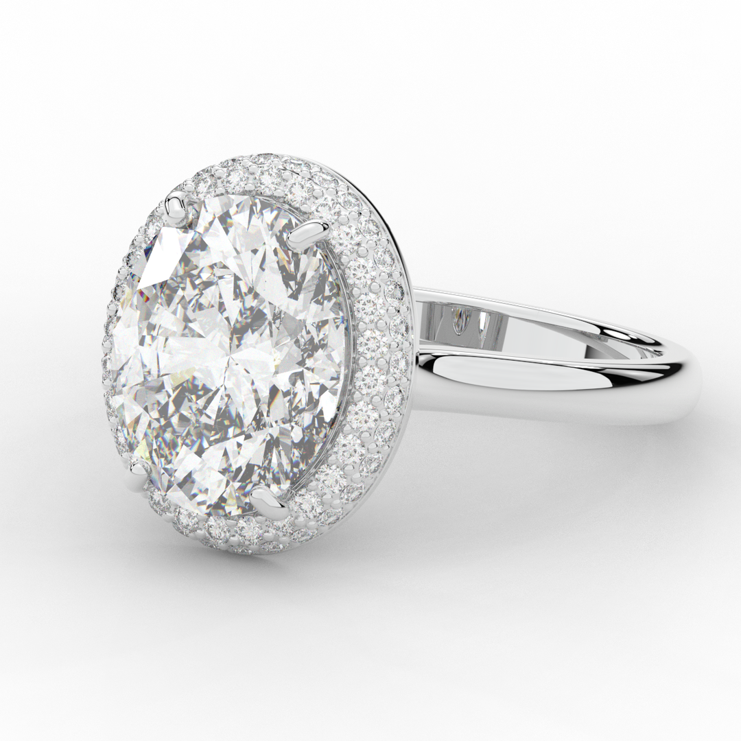 4.40CT.TW OVAL LAB DIAMOND HALO ENGAGEMENT RING - Nazarelle