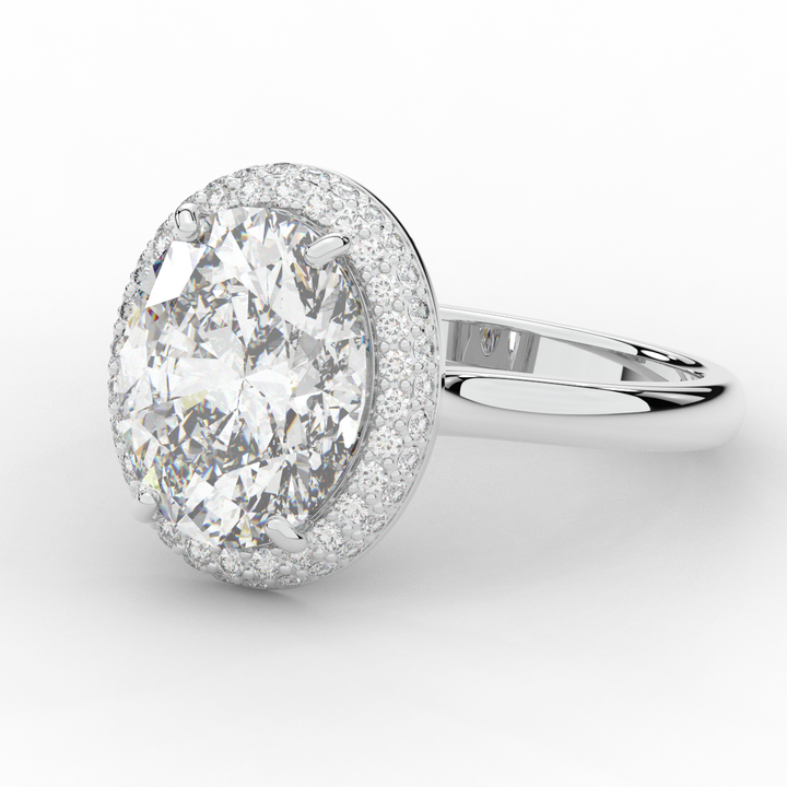 4.40CT.TW OVAL LAB DIAMOND HALO ENGAGEMENT RING - Nazarelle