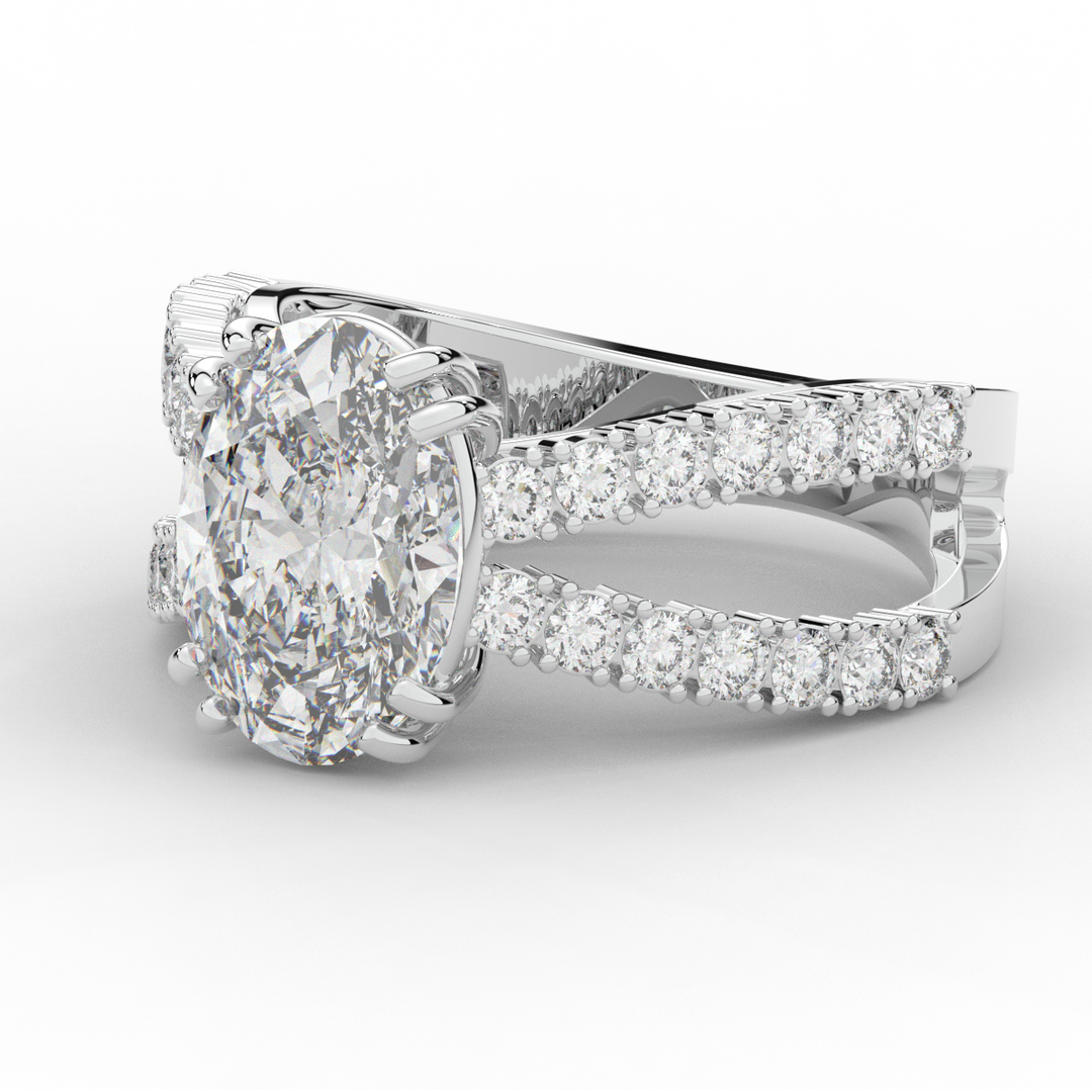 3.75CT.TW OVAL LAB DIAMOND SPLIT BAND ENGAGEMENT RING - Nazarelle