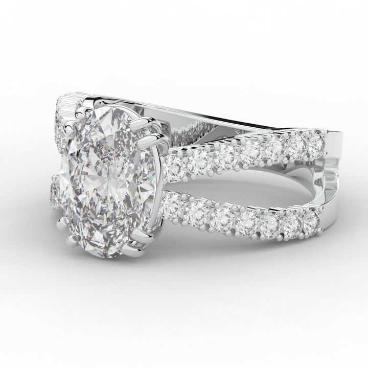 3.75CT.TW OVAL LAB DIAMOND SPLIT BAND ENGAGEMENT RING - Nazarelle