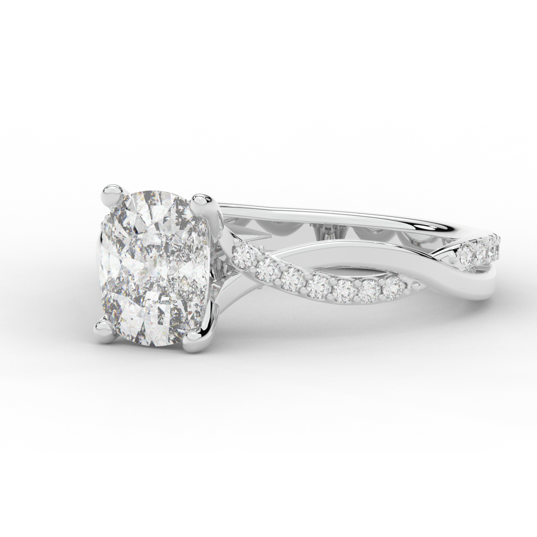 1.70CT.TW CUSHION LAB DIAMOND TWIST BAND ENGAGEMENT RING - Nazarelle