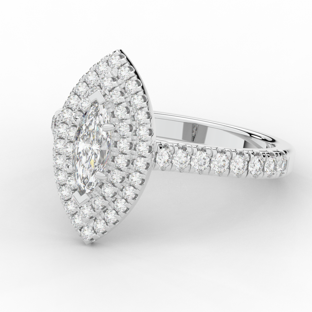 1.00CT.TW MARQUISE LAB DIAMOND HALO ENGAGEMENT RING - Nazarelle