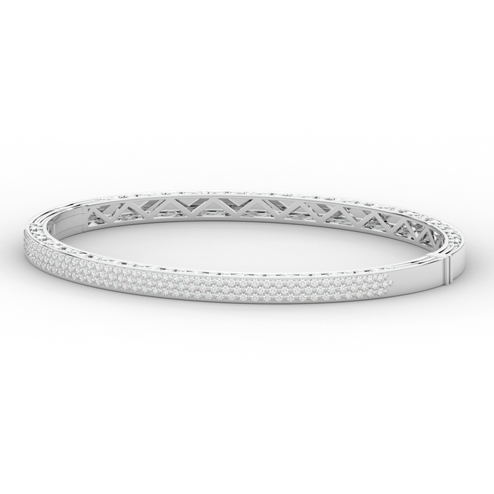0.75CT.TW 3 ROW ROUND LAB DIAMOND  BANGLE - Nazarelle