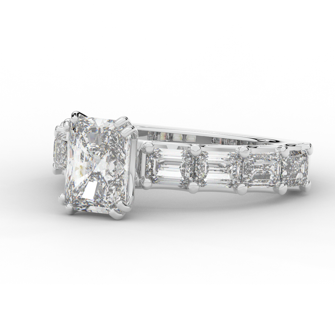 3.75CT.TW RADIANT LAB DIAMOND SOLITAIRE ENGAGEMENT RING - Nazarelle
