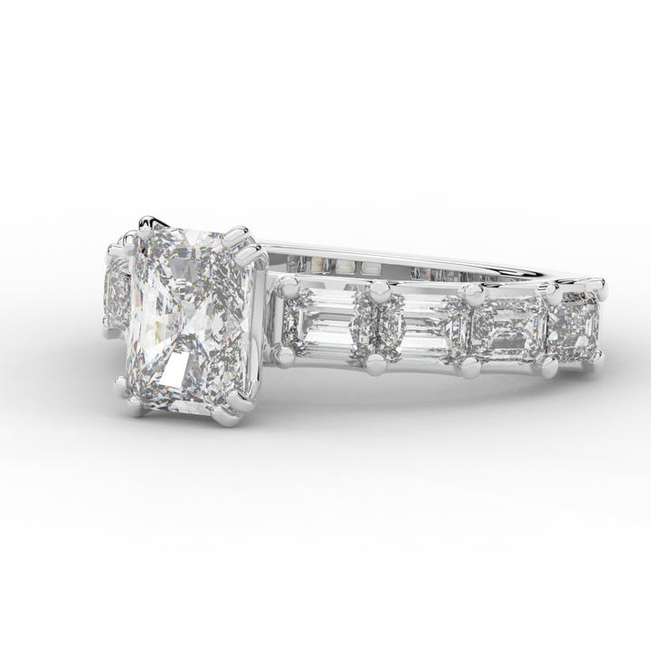 3.75CT.TW RADIANT LAB DIAMOND SOLITAIRE ENGAGEMENT RING - Nazarelle