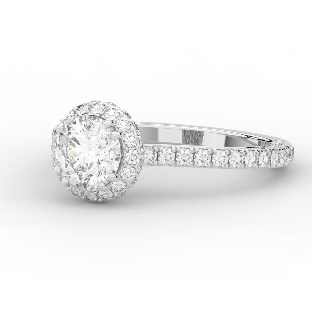1.90CT.TW ROUND LAB DIAMOND HALO ENGAGEMENT RING - Nazarelle