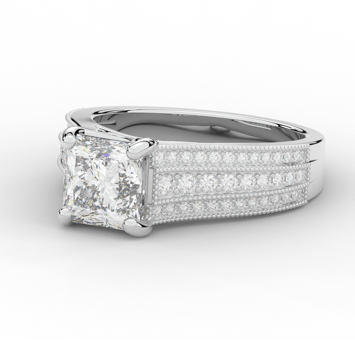 3.55CT.TW PRINCESS LAB DIAMOND ENGAGEMENT RING - Nazarelle