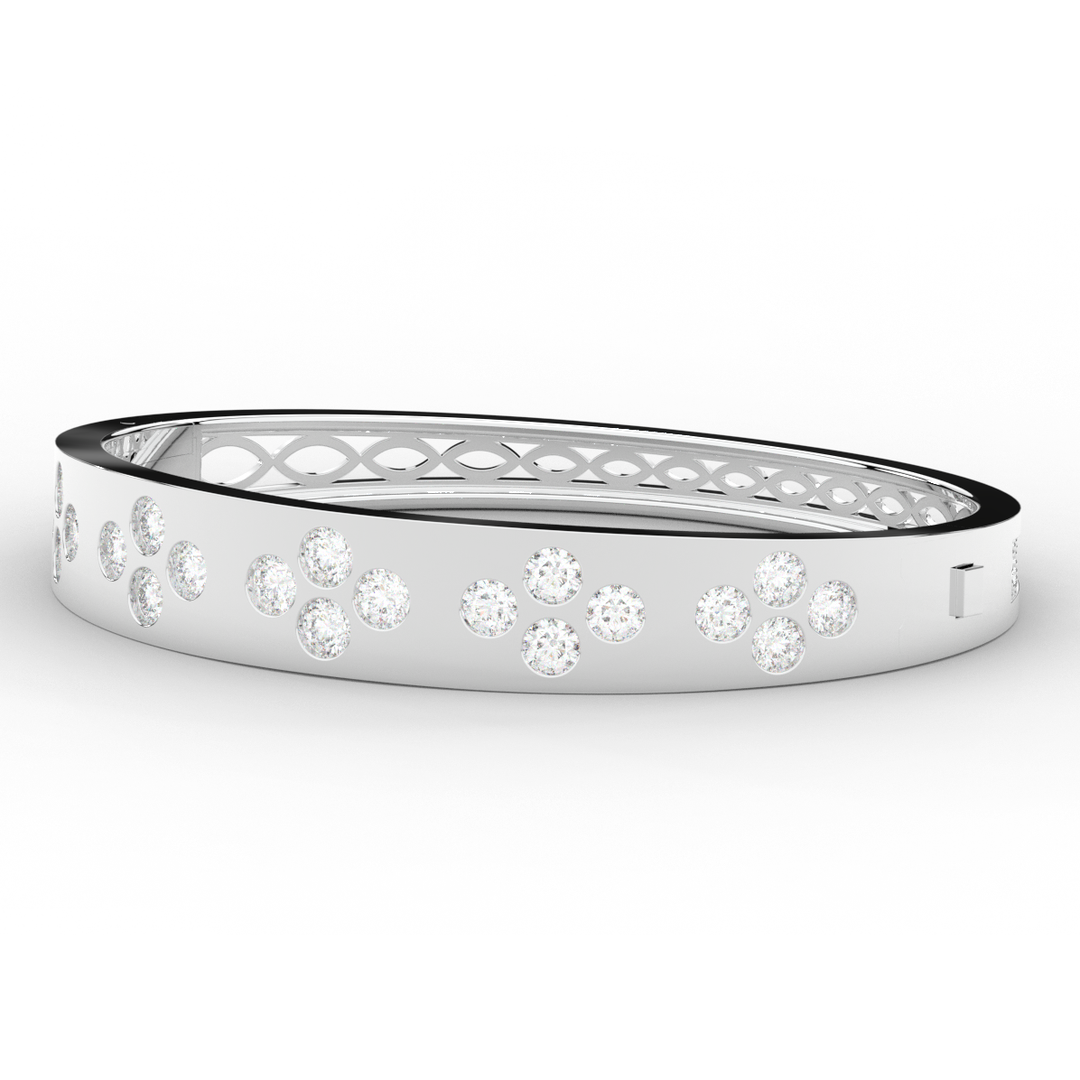 4.10CT.TW ROUND LAB DIAMOND BEZEL SET BANGLE - Nazarelle