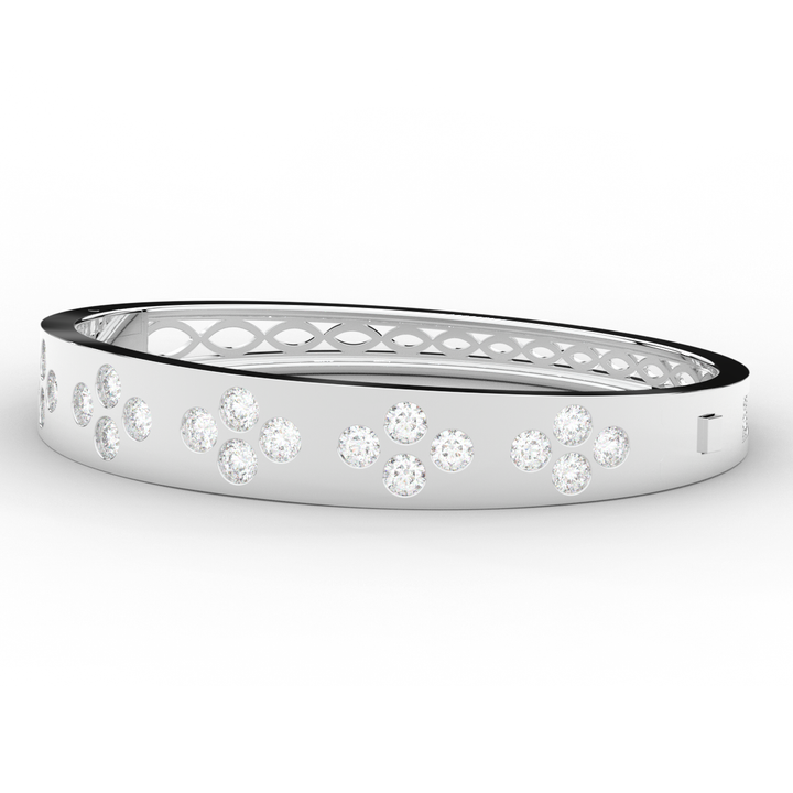 4.10CT.TW ROUND LAB DIAMOND BEZEL SET BANGLE - Nazarelle