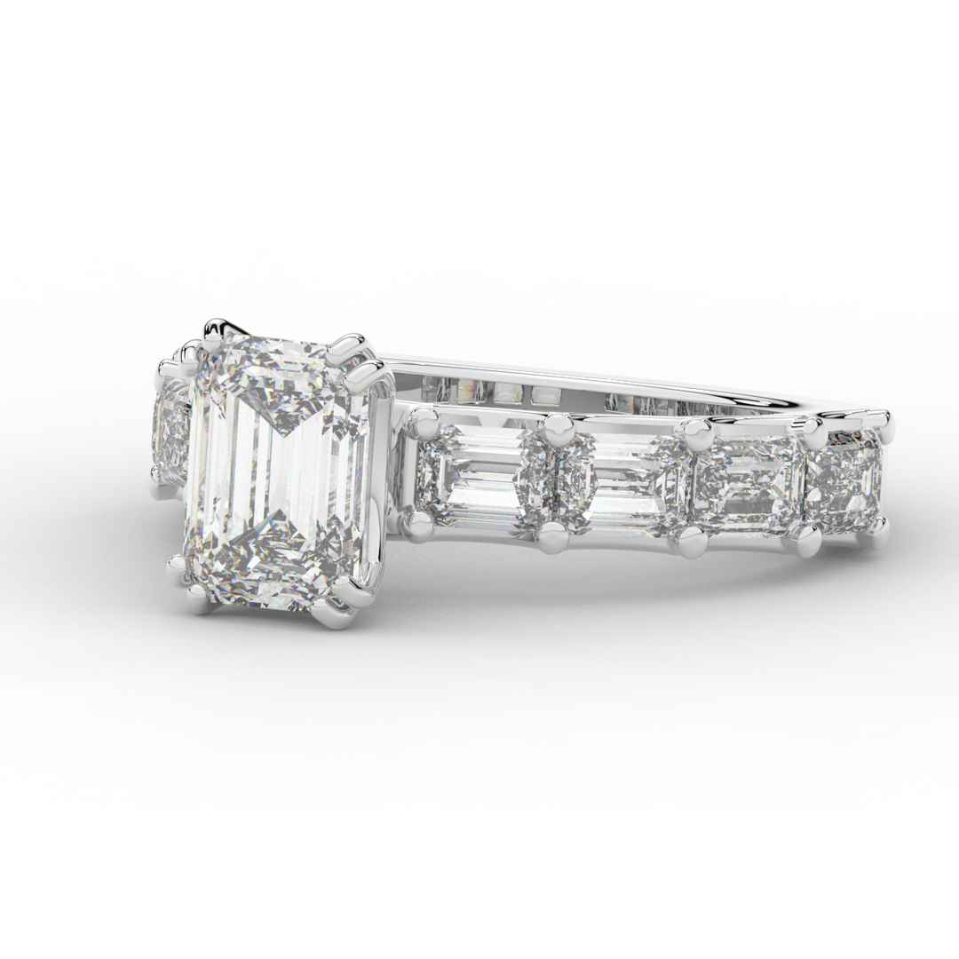 3.75CT.TW EMERALD CUT LAB DIAMOND SOLITAIRE ENGAGEMENT RING - Nazarelle