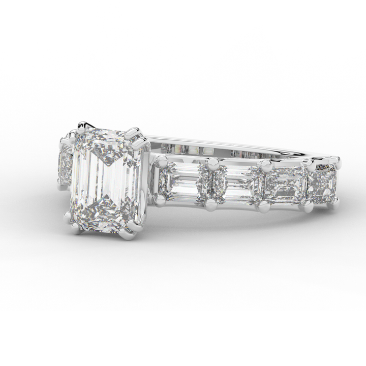 3.75CT.TW EMERALD CUT LAB DIAMOND SOLITAIRE ENGAGEMENT RING - Nazarelle
