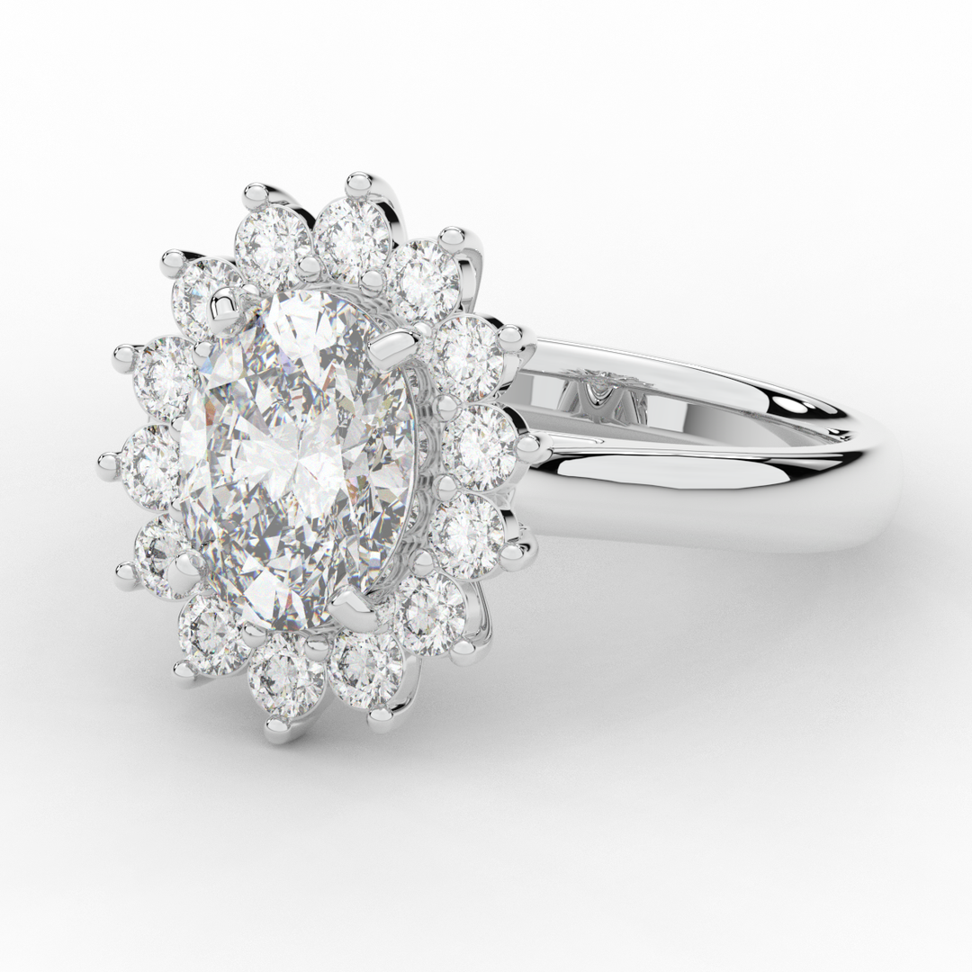 2.65CT.TW OVAL LAB DIAMOND HALO ENGAGEMENT RING - Nazarelle