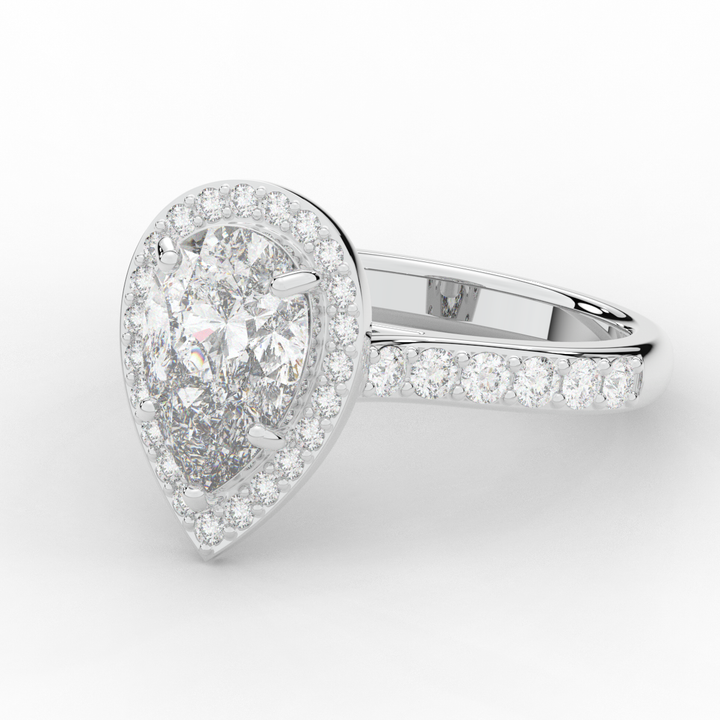 2.50CT.TW PEAR LAB DIAMOND HALO ENGAGEMENT RING - Nazarelle