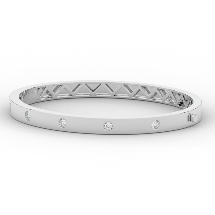 0.50CT.TW ROUND LAB DIAMOND BEZEL SET BANGLE - Nazarelle