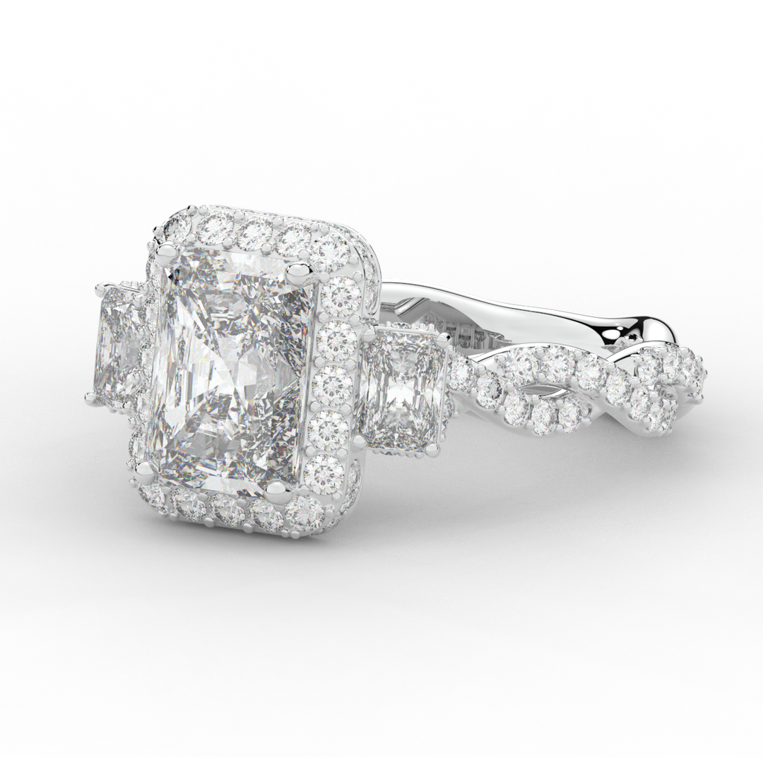 4.70CT.TW RADIANT LAB DIAMOND 3 STONE ENGAGEMENT RING - Nazarelle