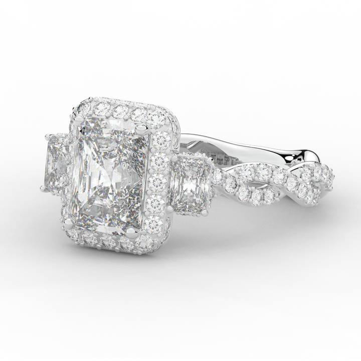 4.70CT.TW RADIANT LAB DIAMOND 3 STONE ENGAGEMENT RING - Nazarelle