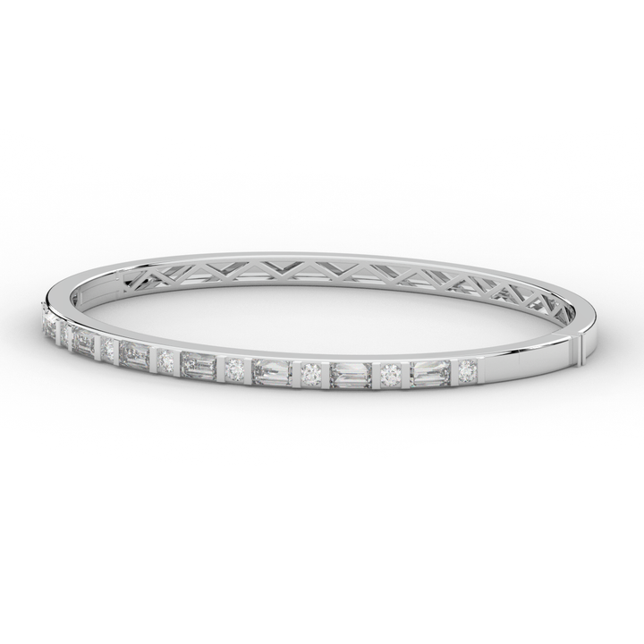 2.75CT.TW ROUND AND EMERALD CUT LAB DIAMOND SHARED PRONG BANGLE - Nazarelle