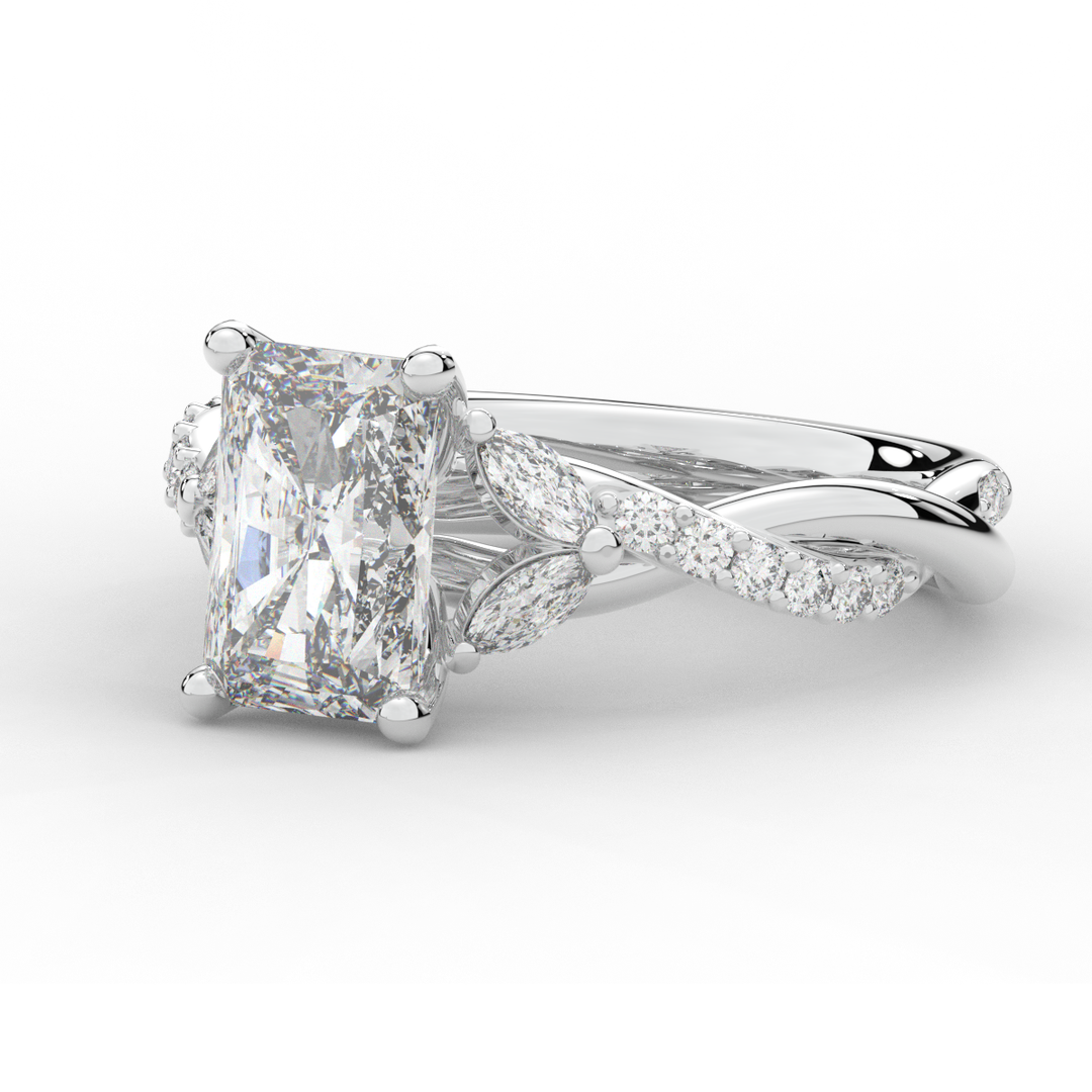 2.40CT.TW RADIANT LAB DIAMOND TWIST BAND ENGAGEMENT RING - Nazarelle