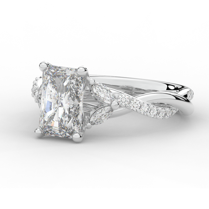 2.40CT.TW RADIANT LAB DIAMOND TWIST BAND ENGAGEMENT RING - Nazarelle