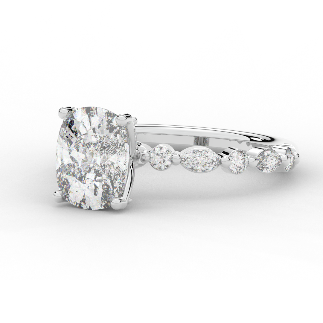 2.60CT.TW CUSHION LAB DIAMOND SOLITAIRE ENGAGEMENT RING - Nazarelle