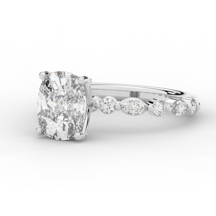 2.60CT.TW CUSHION LAB DIAMOND SOLITAIRE ENGAGEMENT RING - Nazarelle