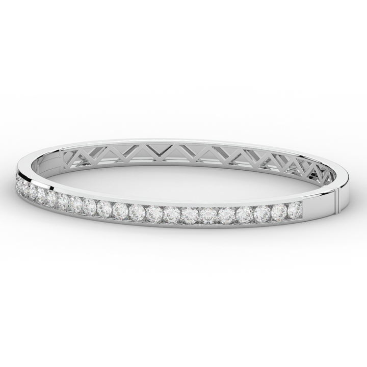 2.75CT.TW ROUND LAB CHANNEL SET DIAMOND BANGLE - Nazarelle