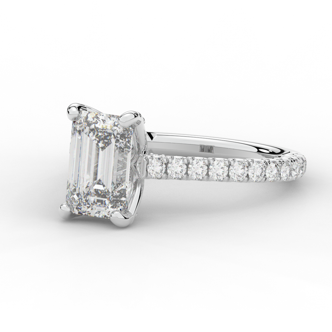 2.70CT.TW EMERALD CUT LAB DIAMOND SOLITAIRE ENGAGEMENT RING - Nazarelle