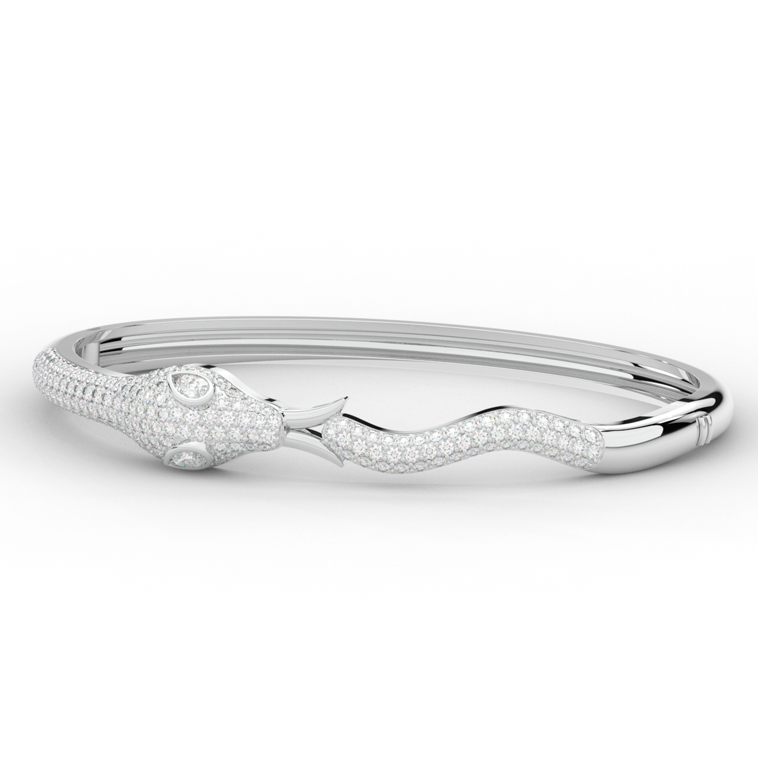 2.00CT.TW ROUND AND PEAR LAB DIAMOND SNAKE BANGLE - Nazarelle