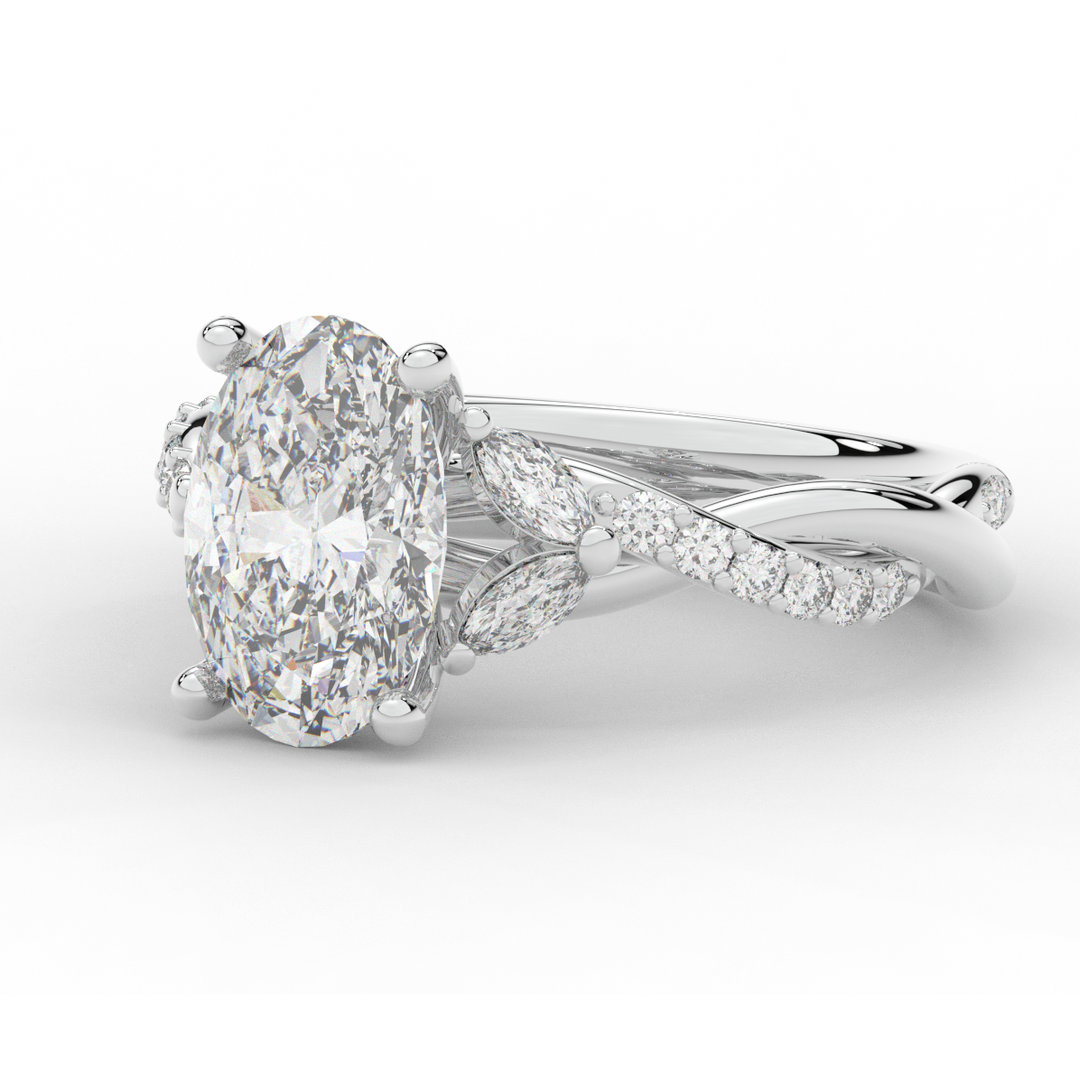2.40CT.TW OVAL LAB DIAMOND TWIST ENGAGEMENT RING - Nazarelle