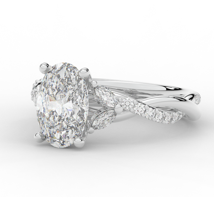 2.40CT.TW OVAL LAB DIAMOND TWIST ENGAGEMENT RING - Nazarelle