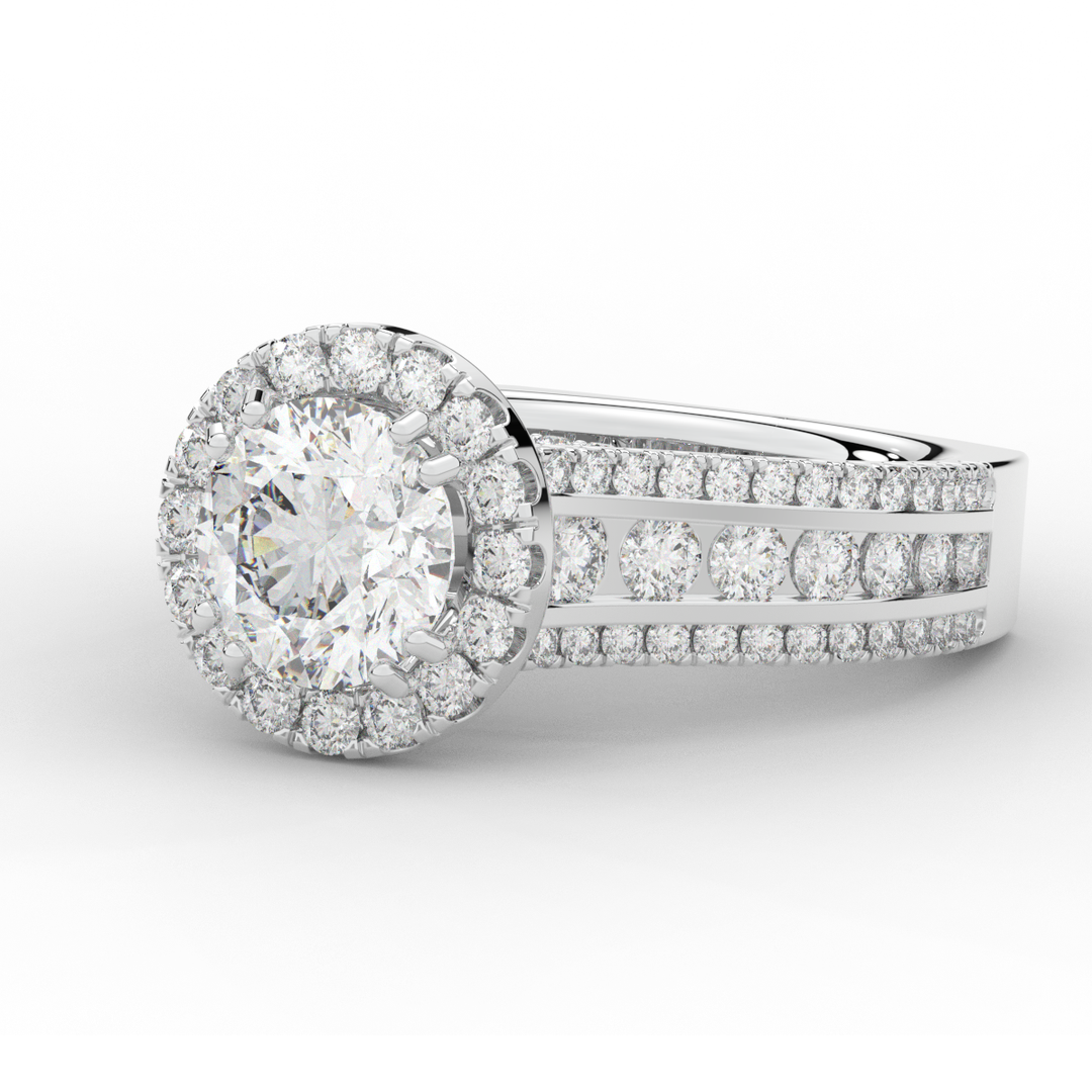 2.90CT.TW ROUND LAB DIAMOND HALO ENGAGEMENT RING - Nazarelle