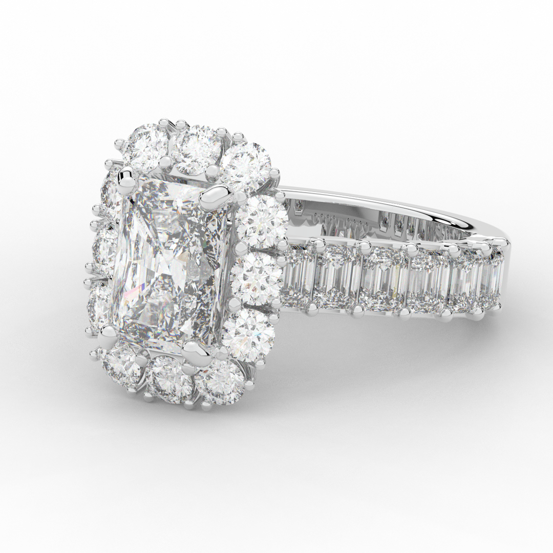 6.00CT.TW RADIANT LAB DIAMOND HALO ENGAGEMENT RING - Nazarelle