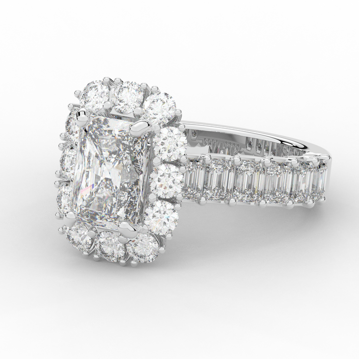 6.00CT.TW RADIANT LAB DIAMOND HALO ENGAGEMENT RING - Nazarelle